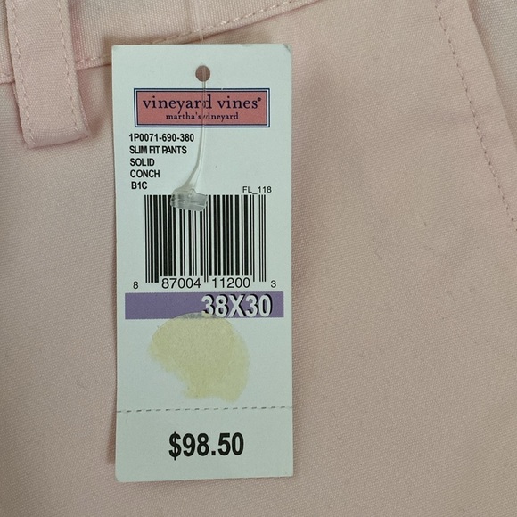 NWT Vineyard Vines Breaker Pant Men’s Conch 38X30 slim fit Golf Preppy PINK - Picture 5 of 12